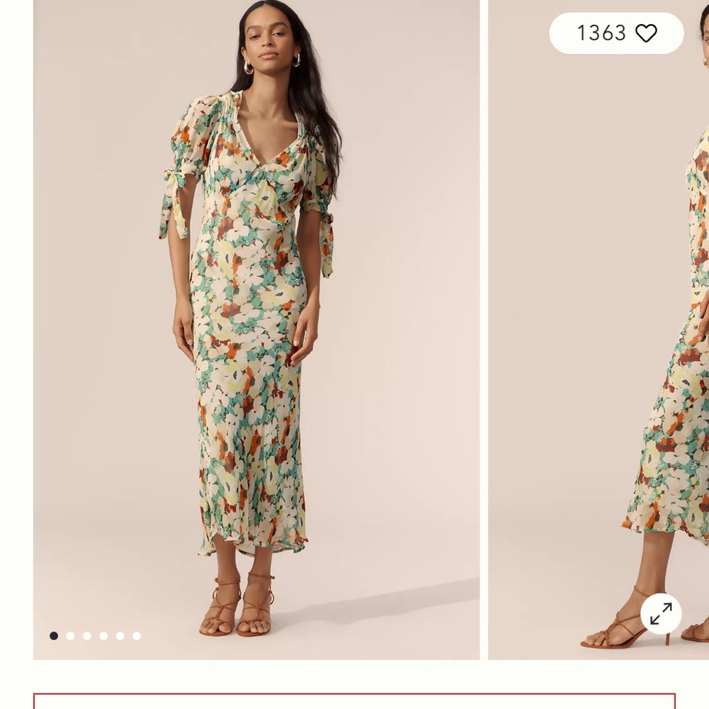 Anthropologie Chiffon Floral Print Maxi Dress